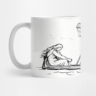 Odin Sailing In An Oselvar Viking Boat Through Fensalir Mug